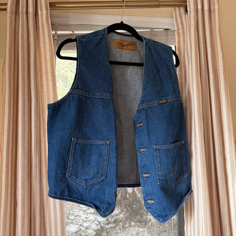 Vintage Wrangler Blue Denim Vest (Size Small)